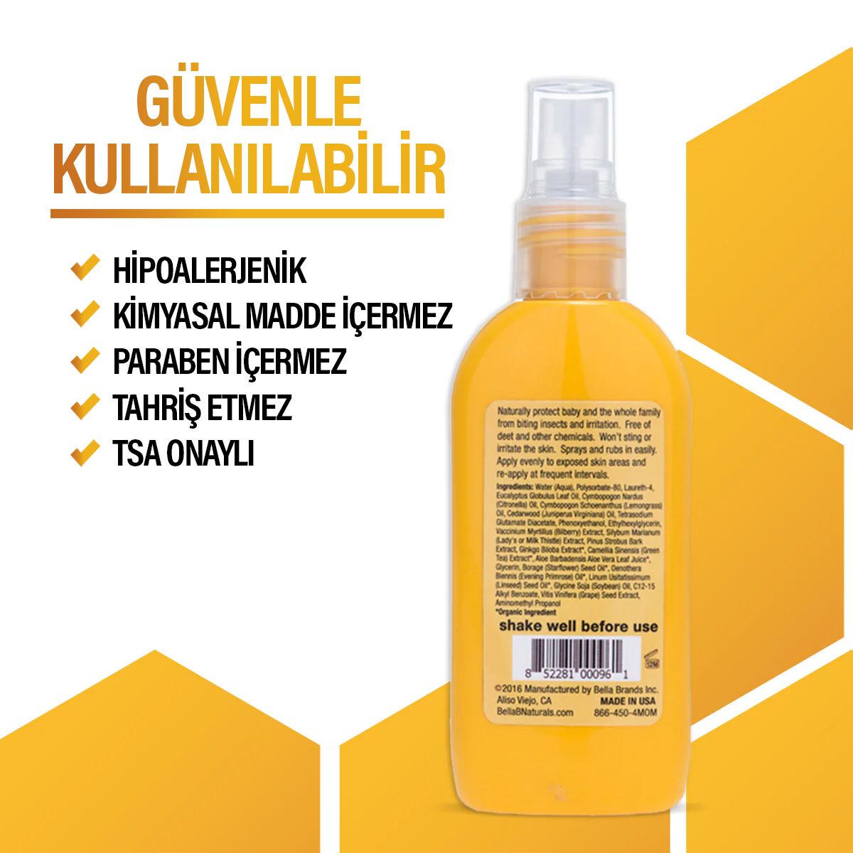 Bella B Doğal Böcek Kovucu Sprey – Bebeğiniz ve Aileniz İçin Güvenli Koruma!