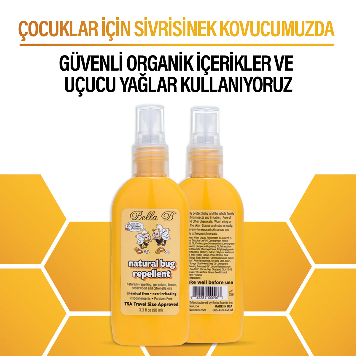 Bella B Doğal Böcek Kovucu Sprey – Bebeğiniz ve Aileniz İçin Güvenli Koruma!